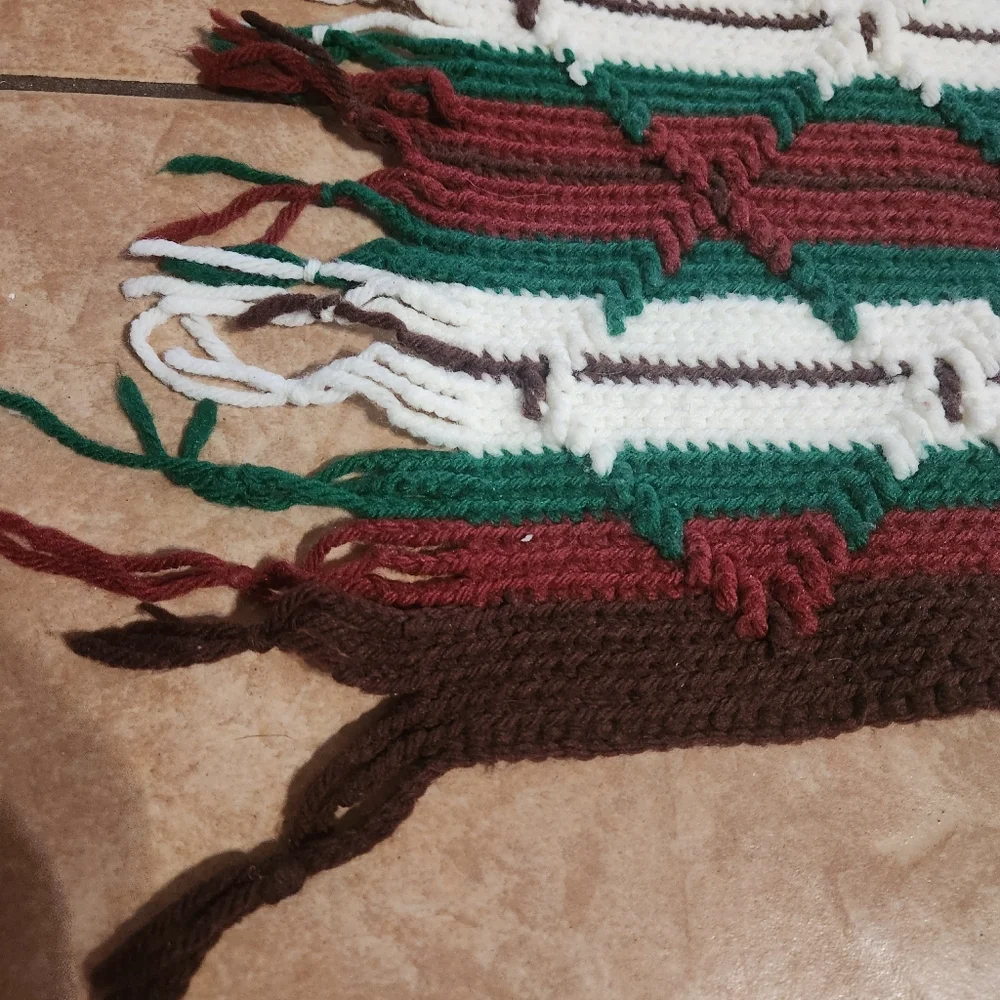 Vintage Handmade Crocheted Granny Afghan 70's Raised Ridge Blanket‎ Southwest Lg